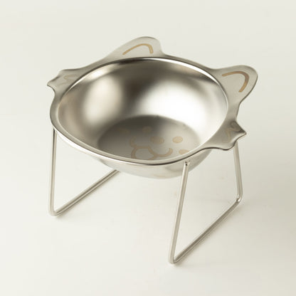 Cuenco elevado de acero inoxidable para gatos con soporte