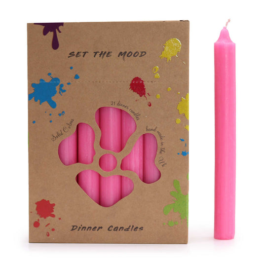 Joc d'Espelmes de Taula de Color Sòlid - Paquet de 21 - Rosa Fosc Rústic
