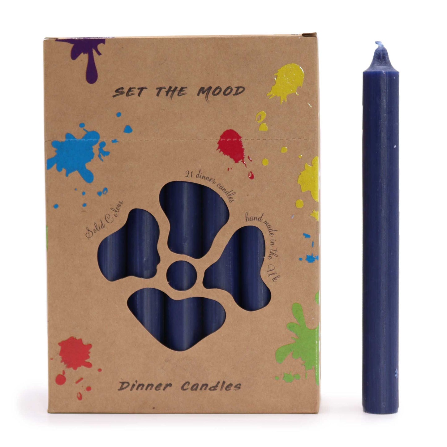 Conjunt d'Espelmes de Taula de Color Sòlid - Pack de 21 - Blau Marí Rústic