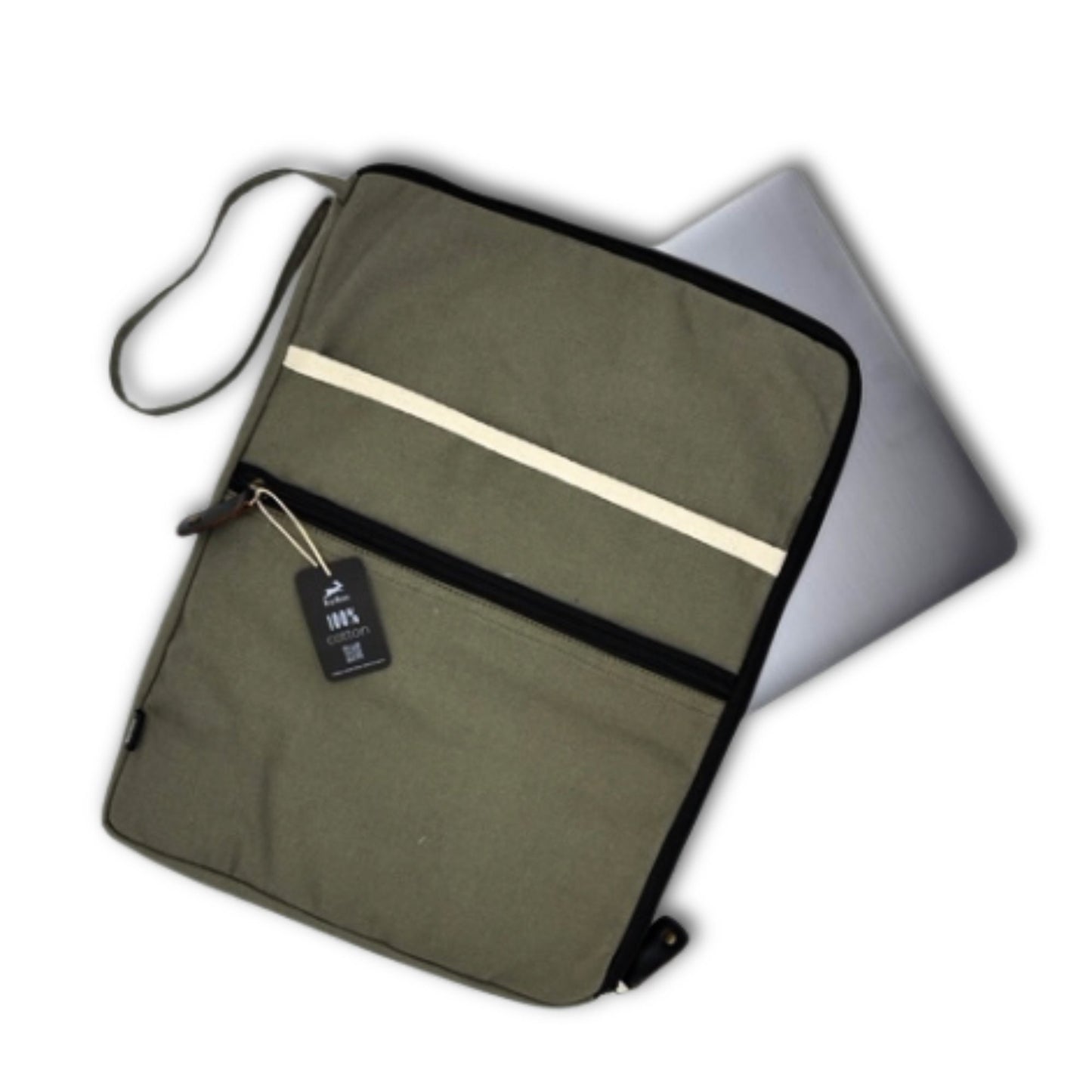 Funda gran de lona per a portàtil - Oliva