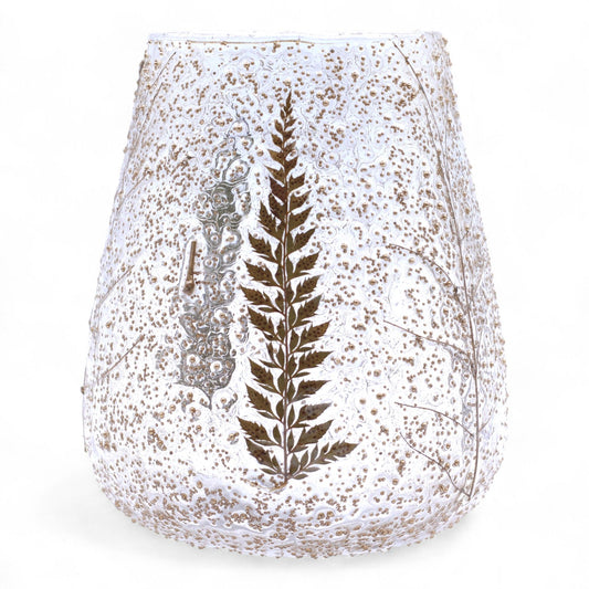 Portaespelmes de Vidre floral natural - Bol gran - Pi (15x12cm)