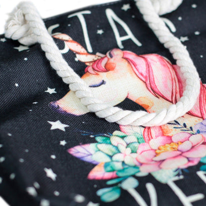 Bossa shopper amb nansa de corda - unicorn