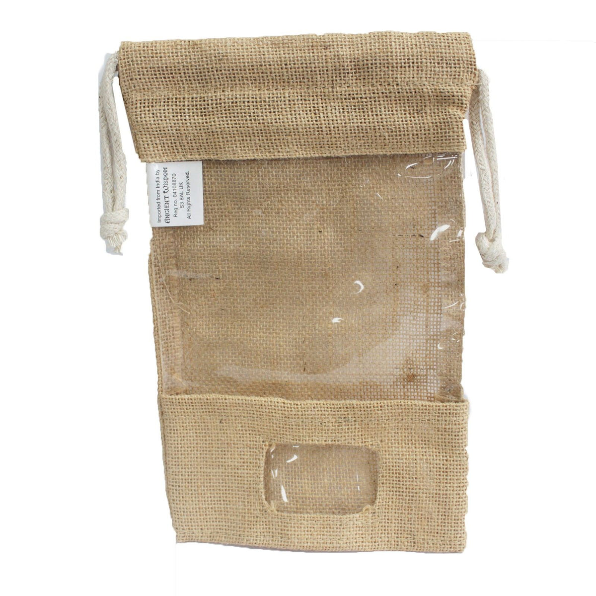 Bolsa de yute con ventana 25x16cm y bolsillo