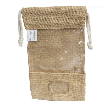 Bolsa de yute con ventana 25x16cm y bolsillo