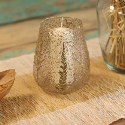 Portaespelmes de Vidre floral natural - Bol gran - Pi (15x12cm)