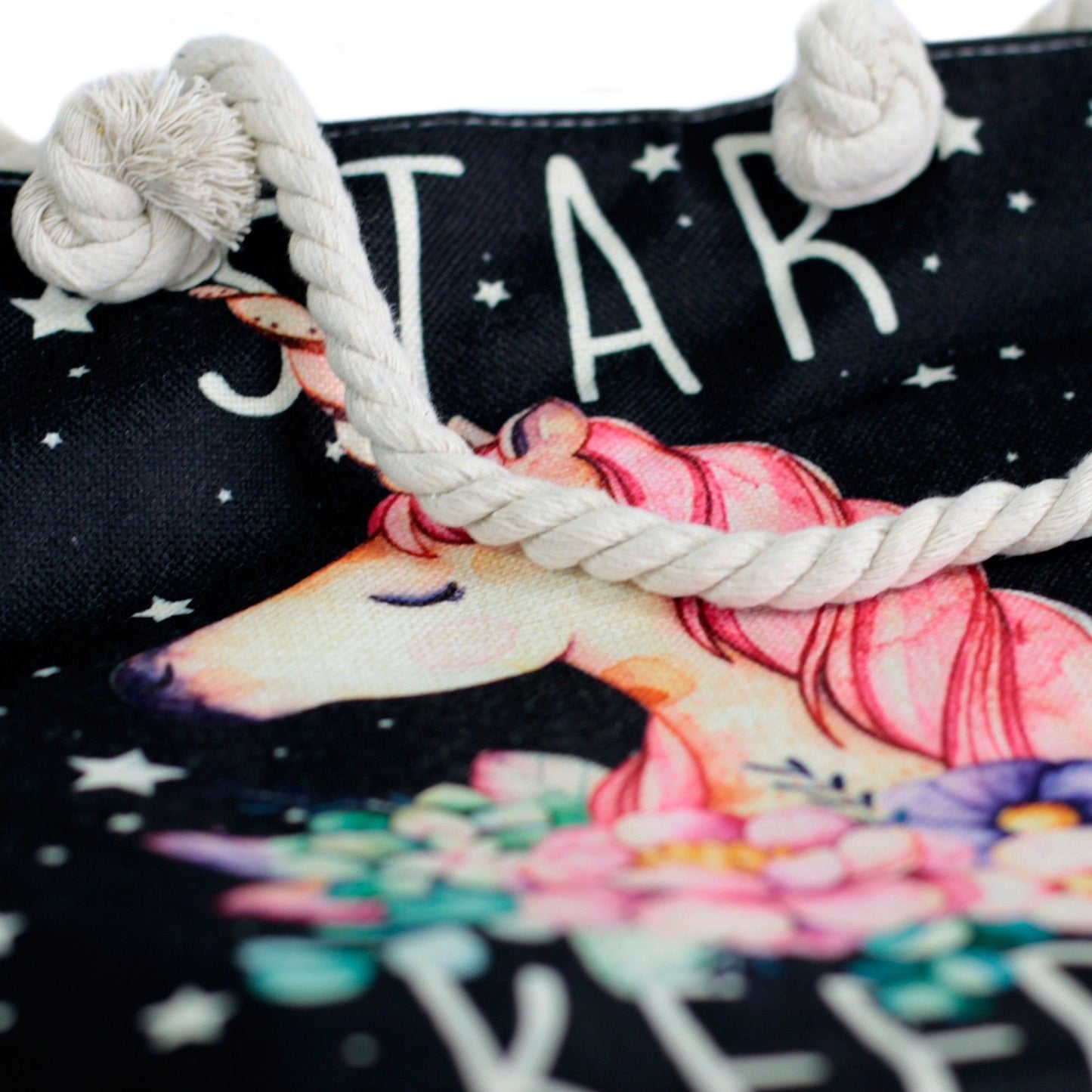 Bossa shopper amb nansa de corda - unicorn