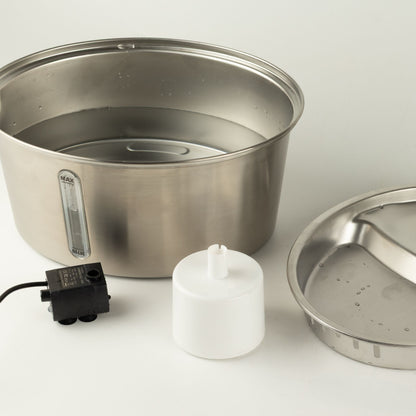 Fuente de agua eléctrica de 2.5 litros - USB - acero inoxidable para mascotas