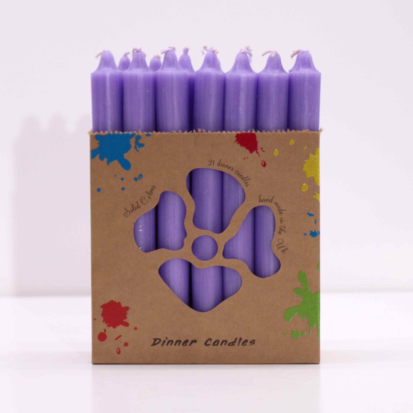 Joc d'Espelmes de Taula de Color Sòlid - Paquet de 21 - Lila Rústic