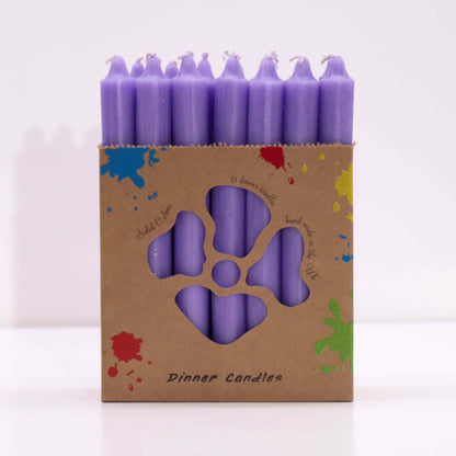 Joc d'Espelmes de Taula de Color Sòlid - Paquet de 21 - Lila Rústic