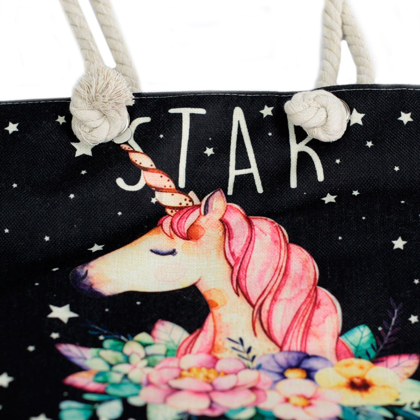 Bossa shopper amb nansa de corda - unicorn
