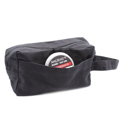 Neceser de algodón negro 10 oz - cuadrado clasico
