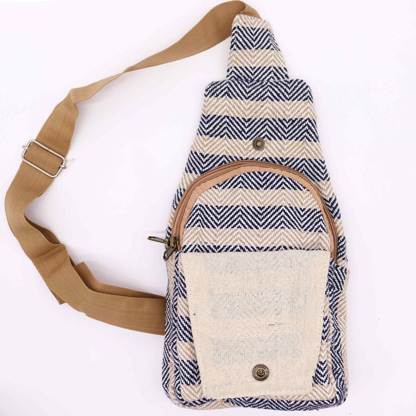 Boss Bandolera de Cotó Natural - Marró Clar i Blau Marí