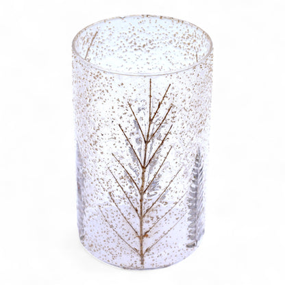 Portaespelmes de vidre floral natural - Gerro alt - pi (19x11cm)
