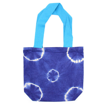 Bossa de Cotó Natural amb Disseny "Tie Dye" (220g) - 38x42x12cm - Anelles Blaves - Nansa Blava