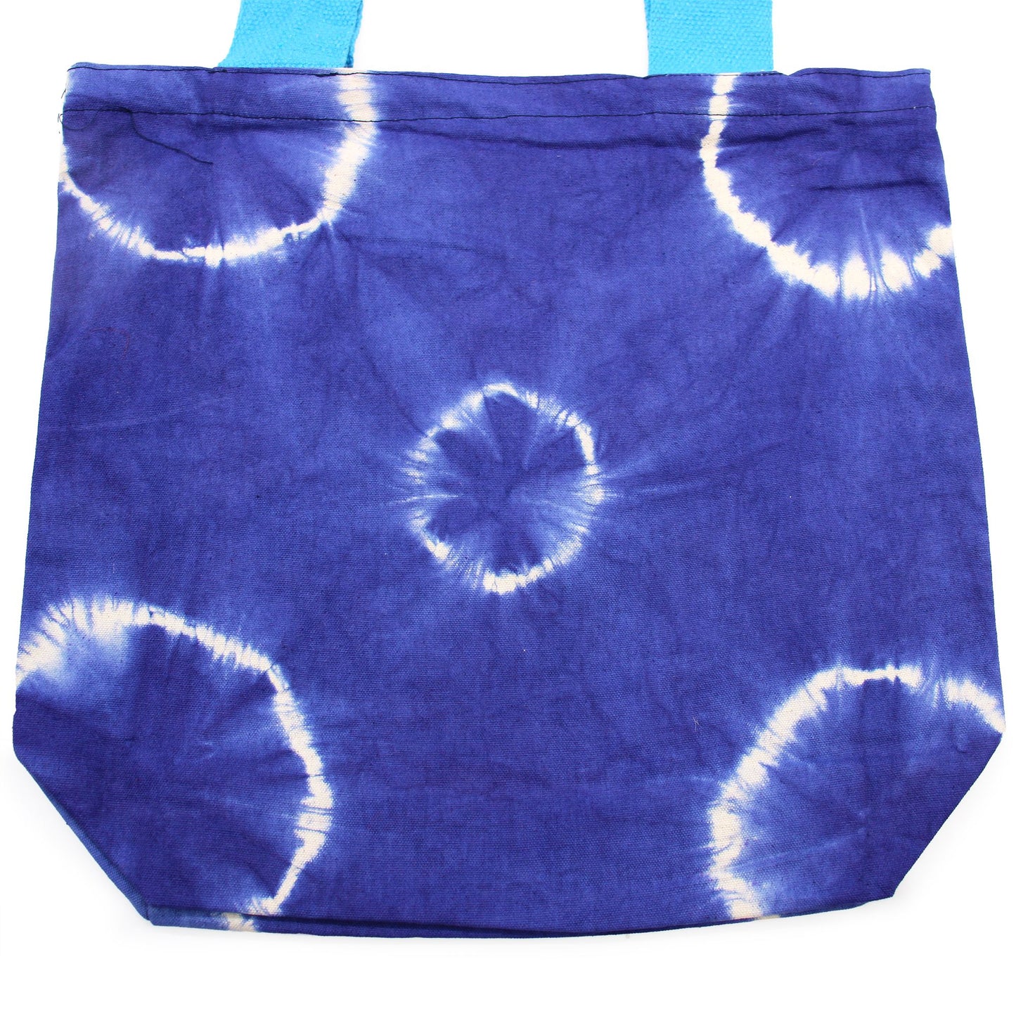 Bossa de Cotó Natural amb Disseny "Tie Dye" (220g) - 38x42x12cm - Anelles Blaves - Nansa Blava