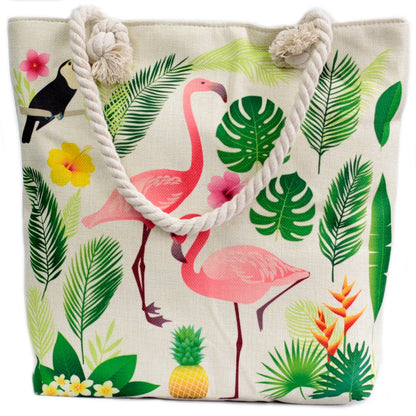 Bossa shopper amb nansa de corda - flamenc tropical