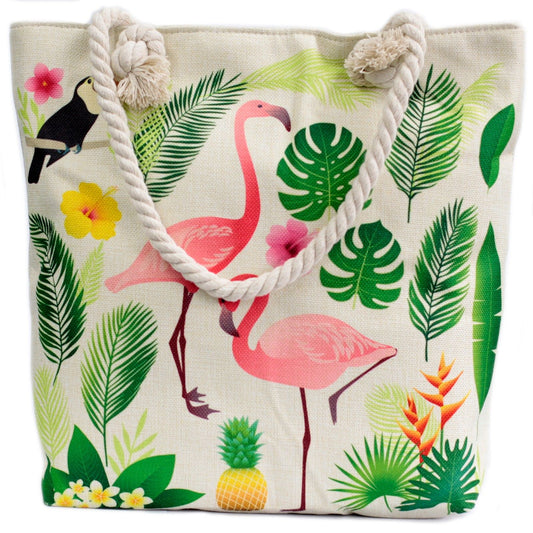 Bossa shopper amb nansa de corda - flamenc tropical