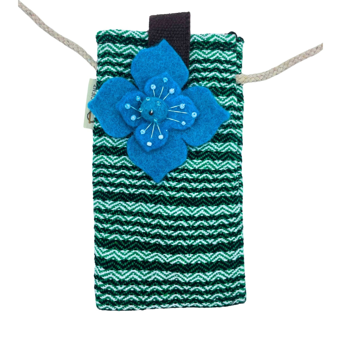 Bossa per a Telèfon amb Ratlles Verdes - Decorada amb flors