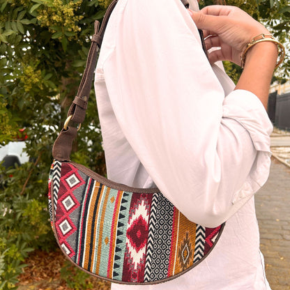 Bossa Hobo de Jacquard - Tons Marrons Intensos (corretja marró)
