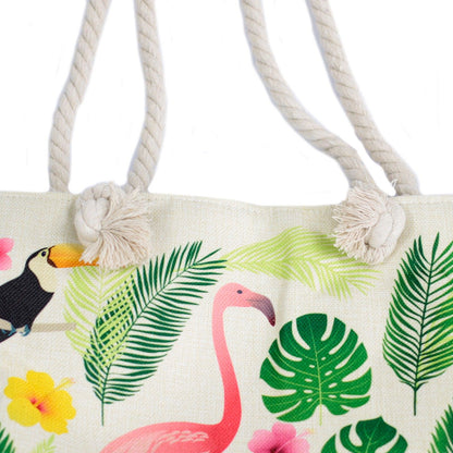 Bossa shopper amb nansa de corda - flamenc tropical