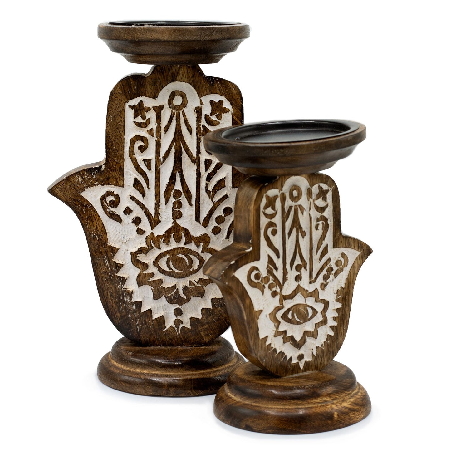 Candelabre de Fusta de Mango - Hamsa - Gran 25x18cm