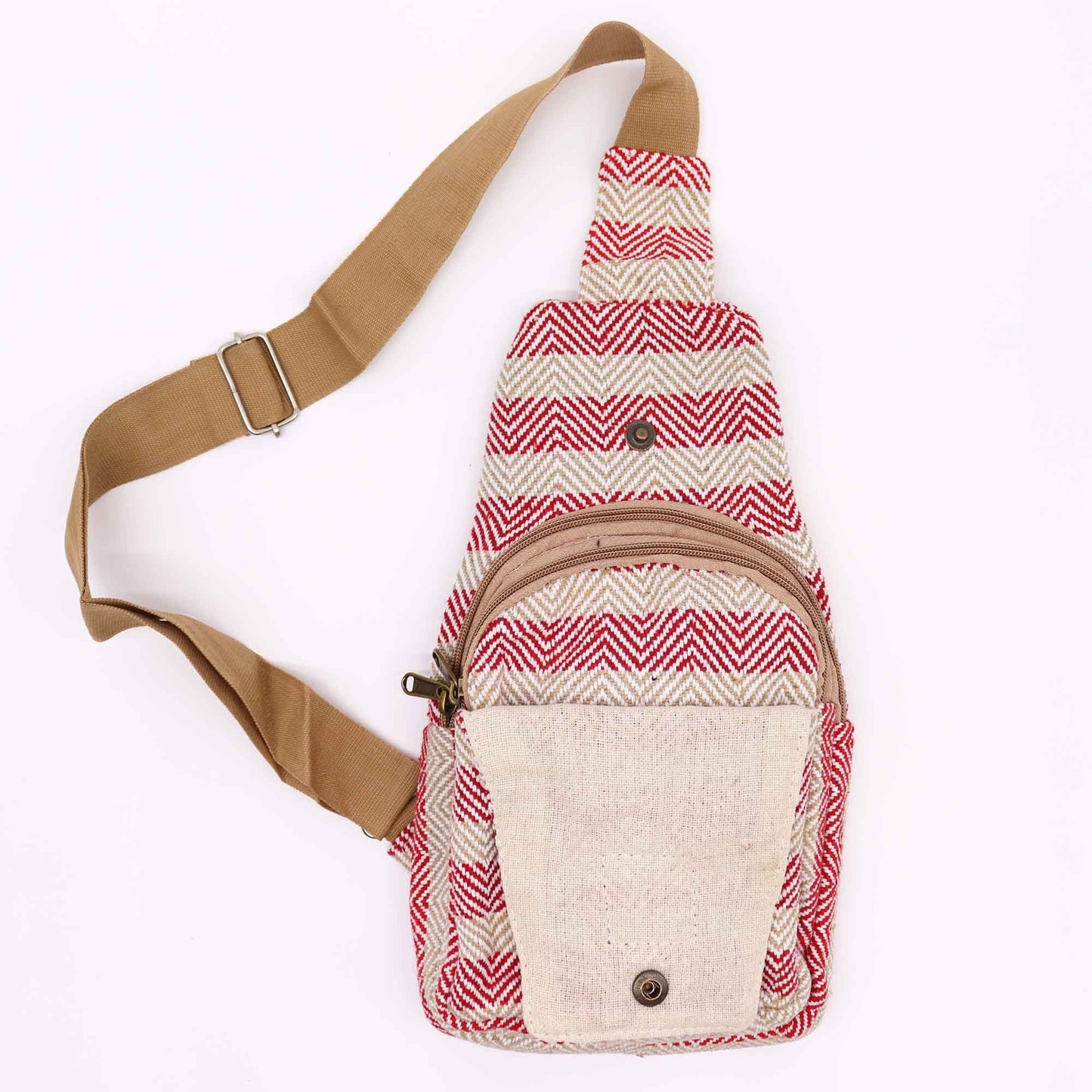 Bossa Bandolera de Cotó Natural - Marró Clar i Rosa