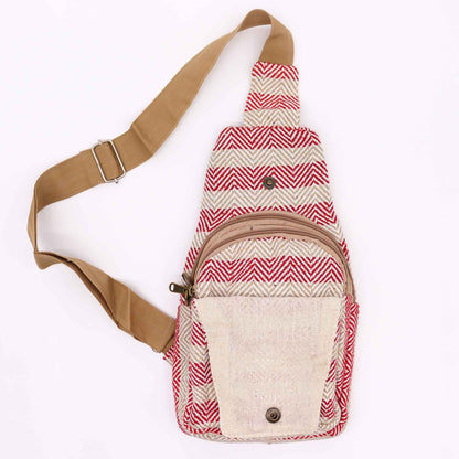 Bossa Bandolera de Cotó Natural - Marró Clar i Rosa