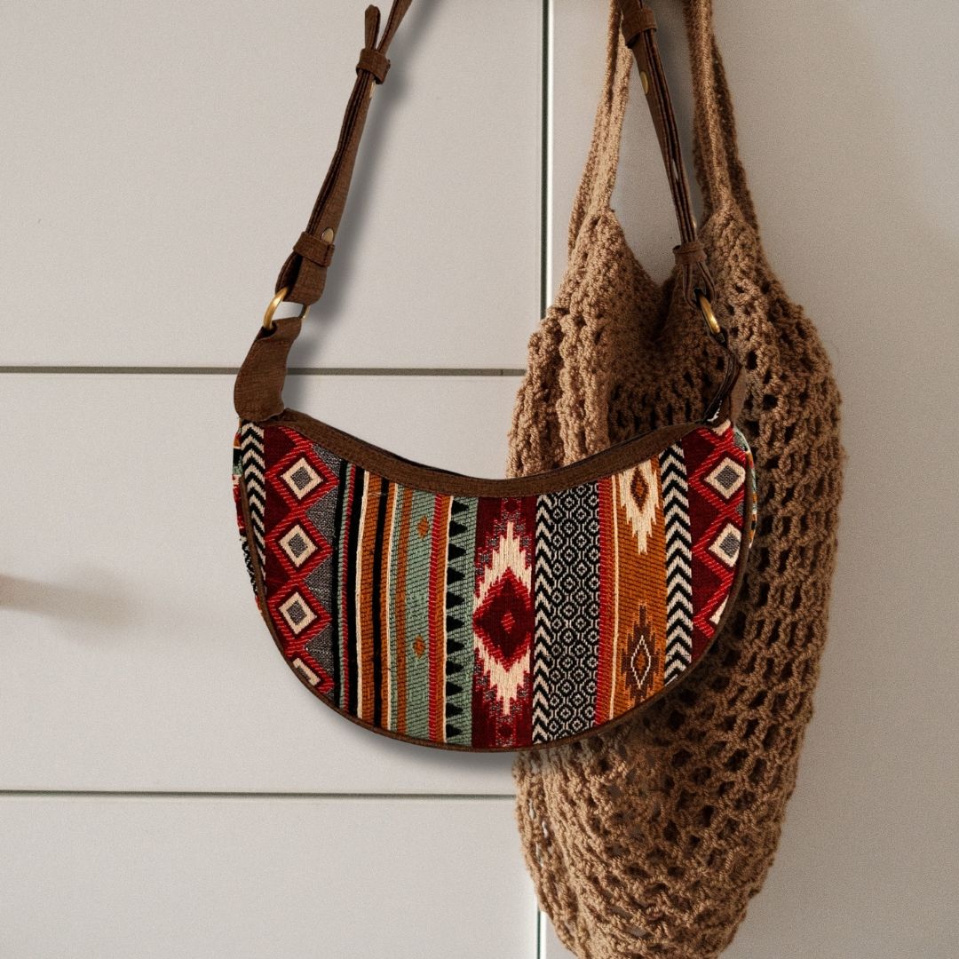 Bossa Hobo de Jacquard - Tons Marrons Intensos (corretja marró)