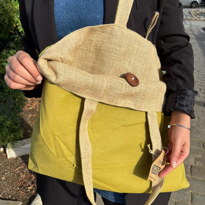 Bossa Gran Reversible de Jute i Cotó - Pistatxo