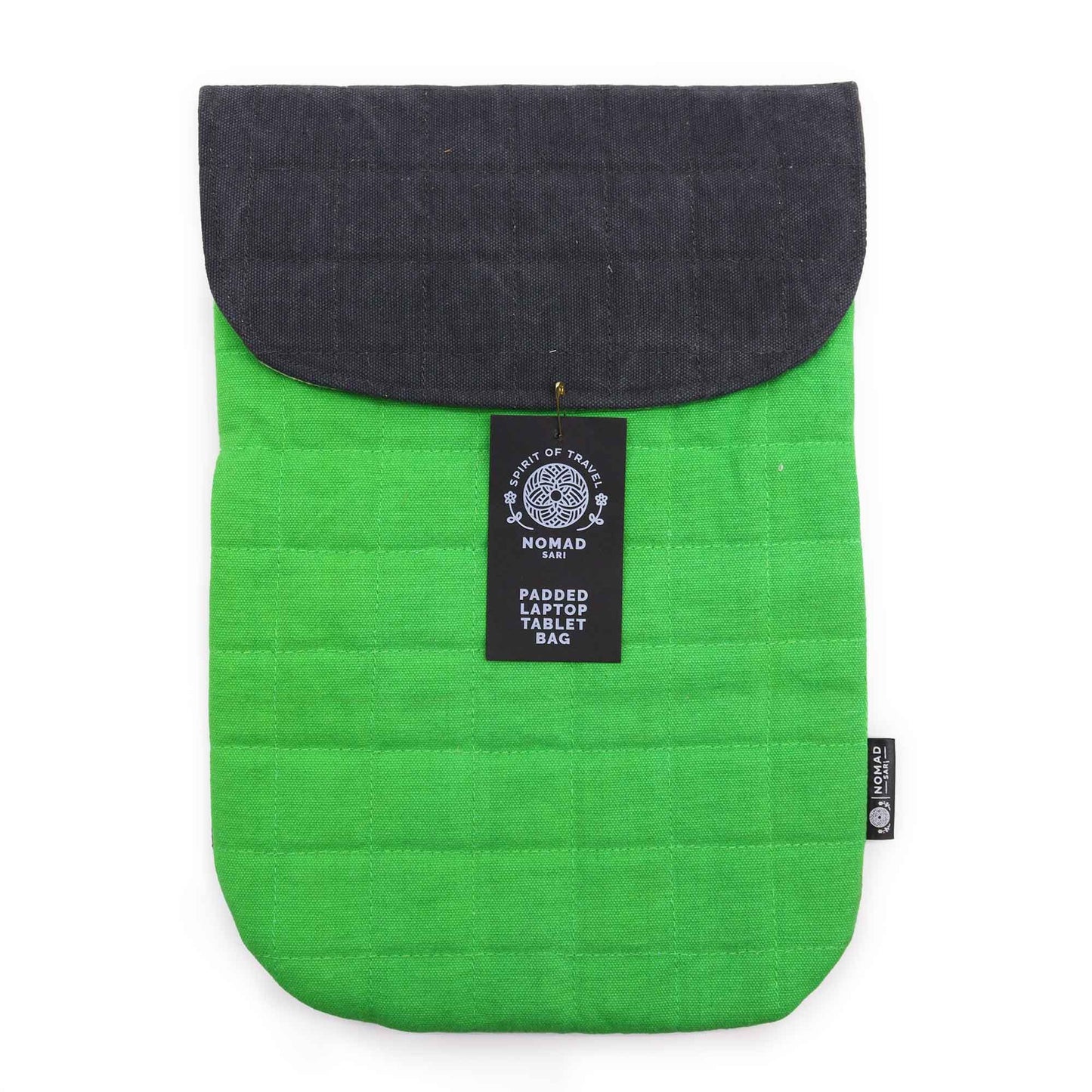 Funda enconxada per a portàtil - Verd granota - Rentat a la pedra de 14oz