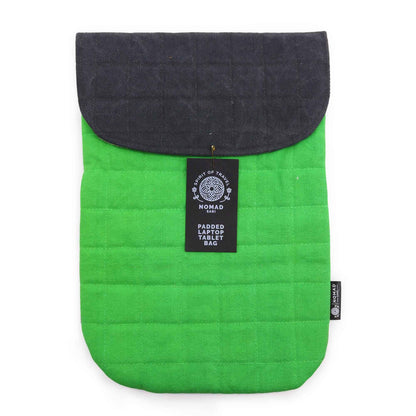 Funda enconxada per a portàtil - Verd granota - Rentat a la pedra de 14oz