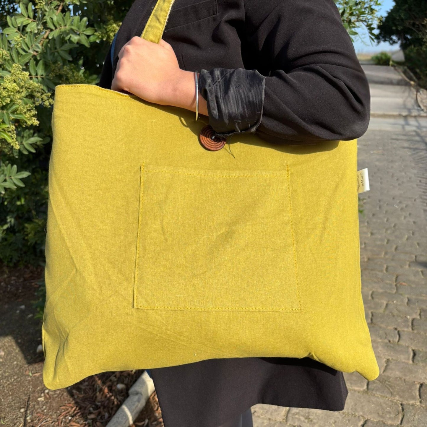 Bossa Gran Reversible de Jute i Cotó - Pistatxo