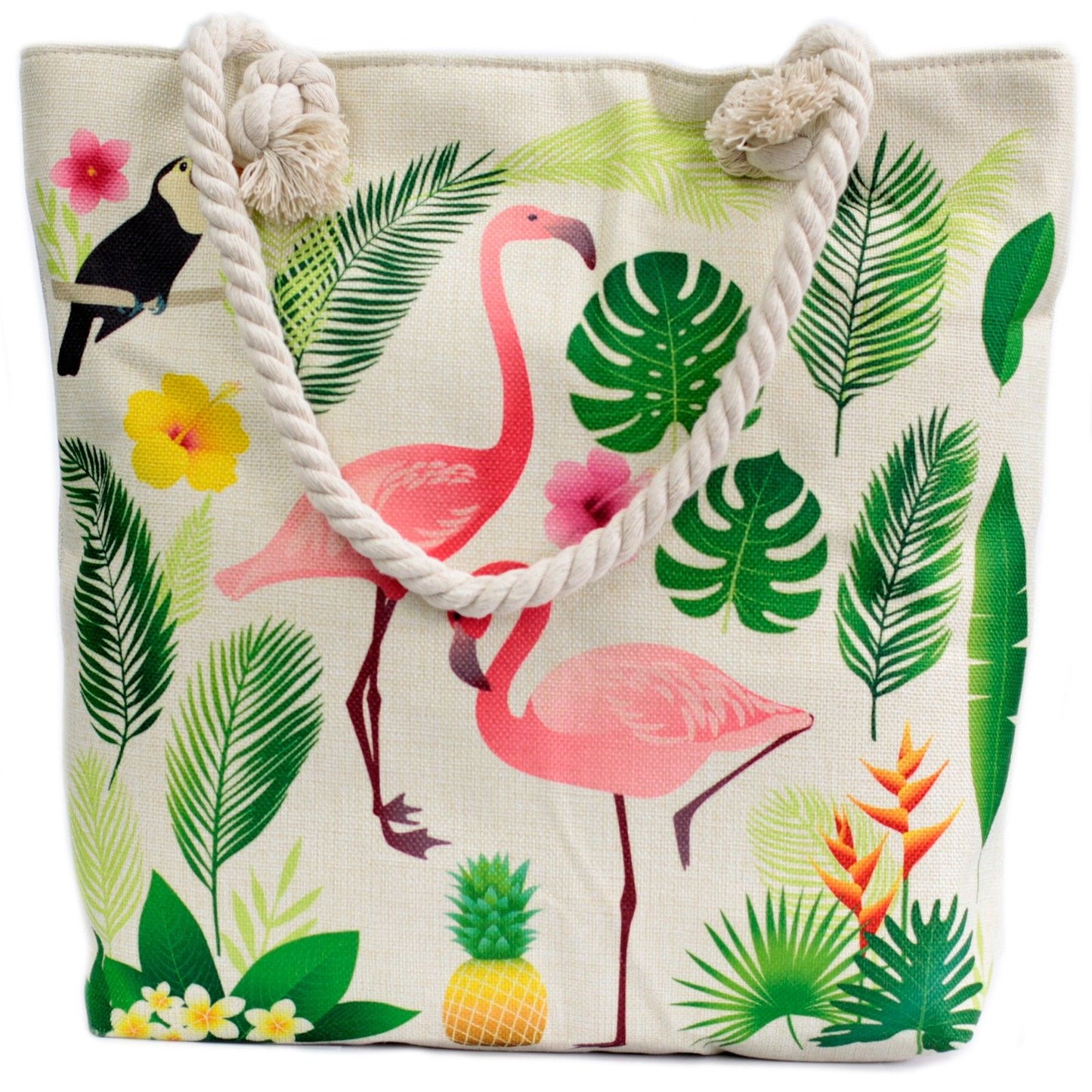 Bossa shopper amb nansa de corda - flamenc tropical