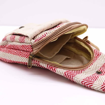 Bossa Bandolera de Cotó Natural - Marró Clar i Rosa