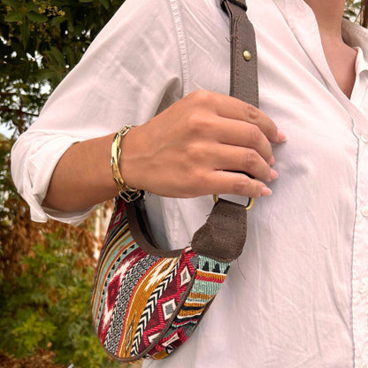 Bossa Hobo de Jacquard - Tons Marrons Intensos (corretja marró)