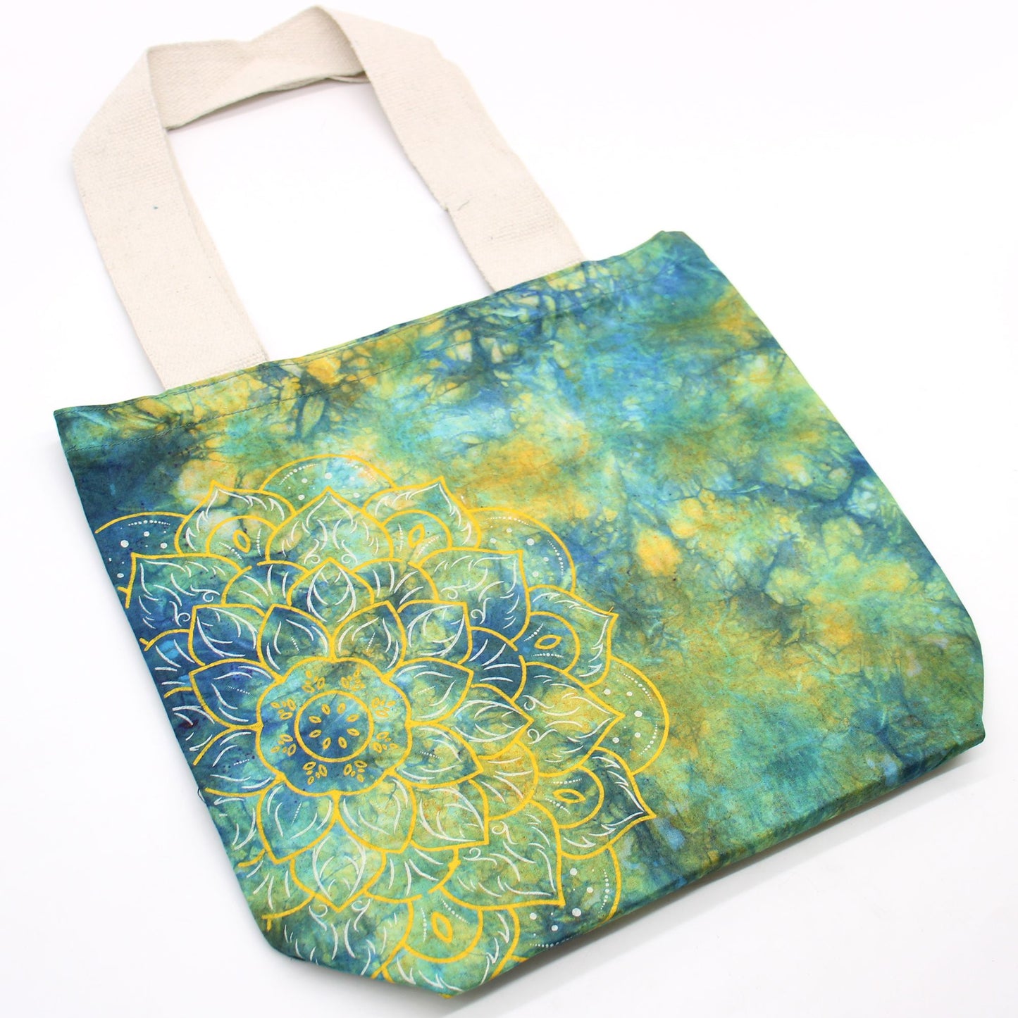 Bosses de Cotó "Tie Dye" (170g) - 38x42x12cm - Mandala - Verd i Blau - Nansa Natural