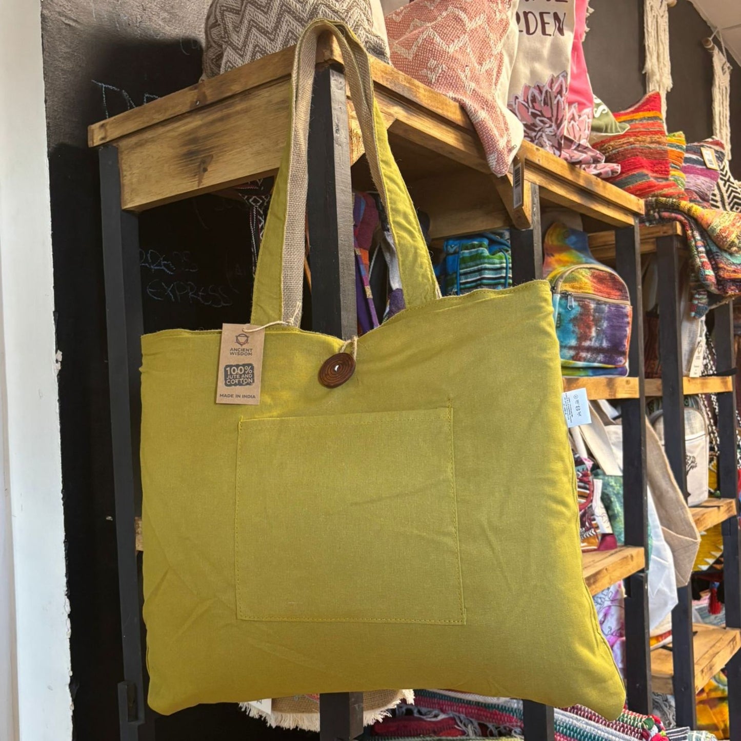 Bossa Gran Reversible de Jute i Cotó - Pistatxo