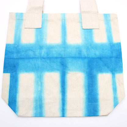 Bossa de Cotó Natural amb Disseny "Tie Dye" (220g) - 38x42x12cm - Rectangles Blau Cel - Nansa Natural