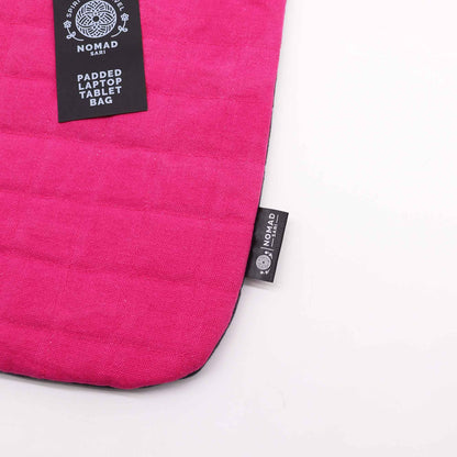 Funda encoixinada per a portàtil - Rosa impactant - Rentat a la pedra de 14 oz