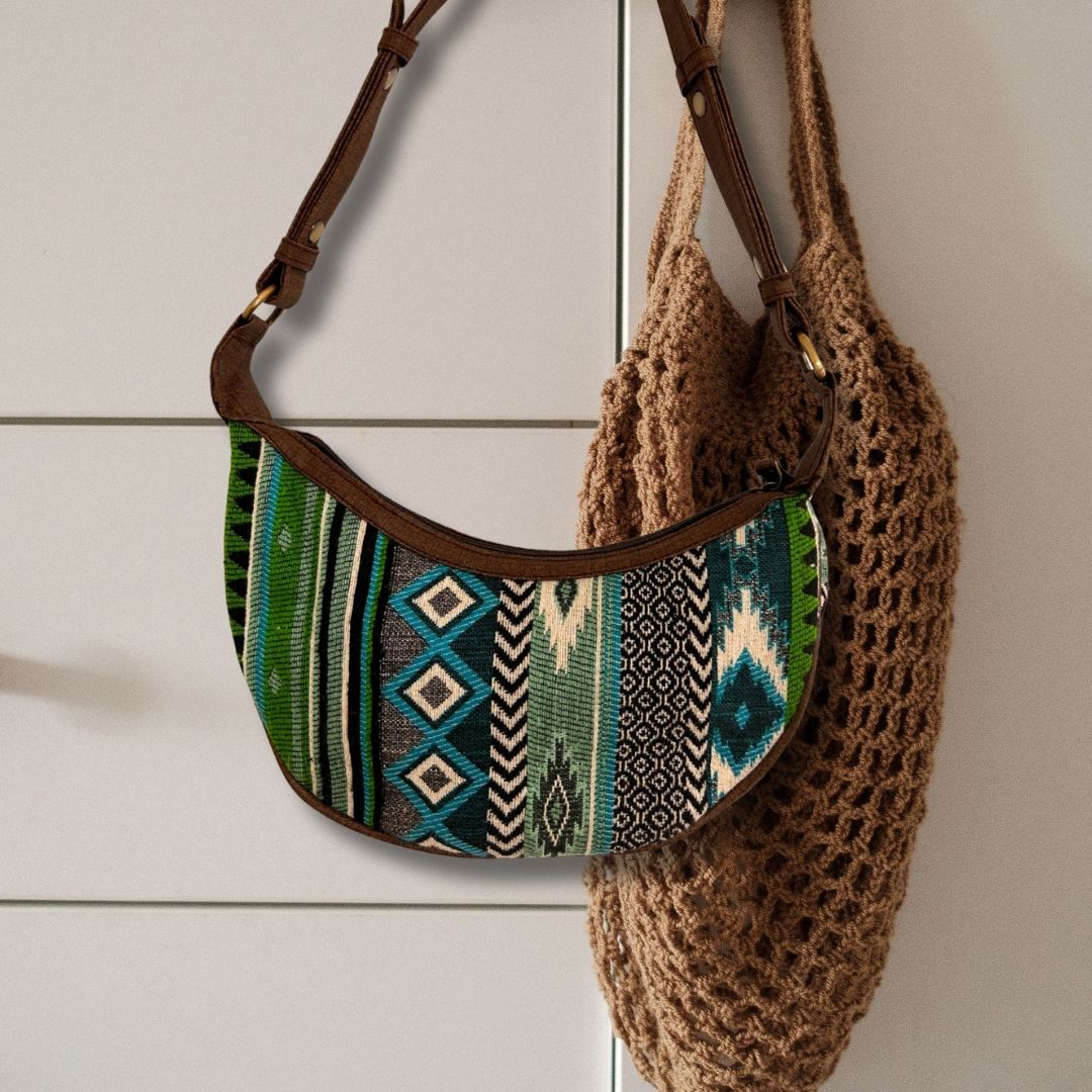 Bossa Hobo de Jacquard - Verds Atrevits (corretja marró)