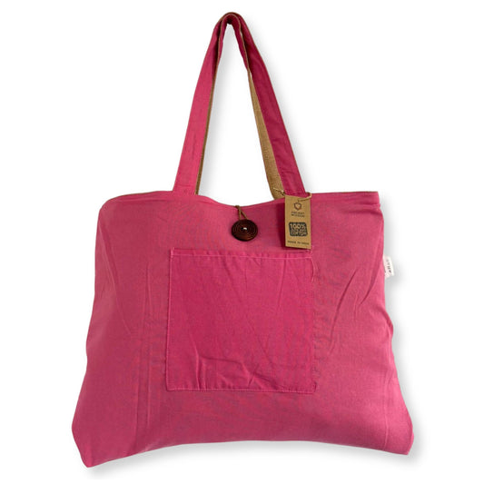 Bossa Gran Reversible de Jute i Cotó - Rosa (204C)