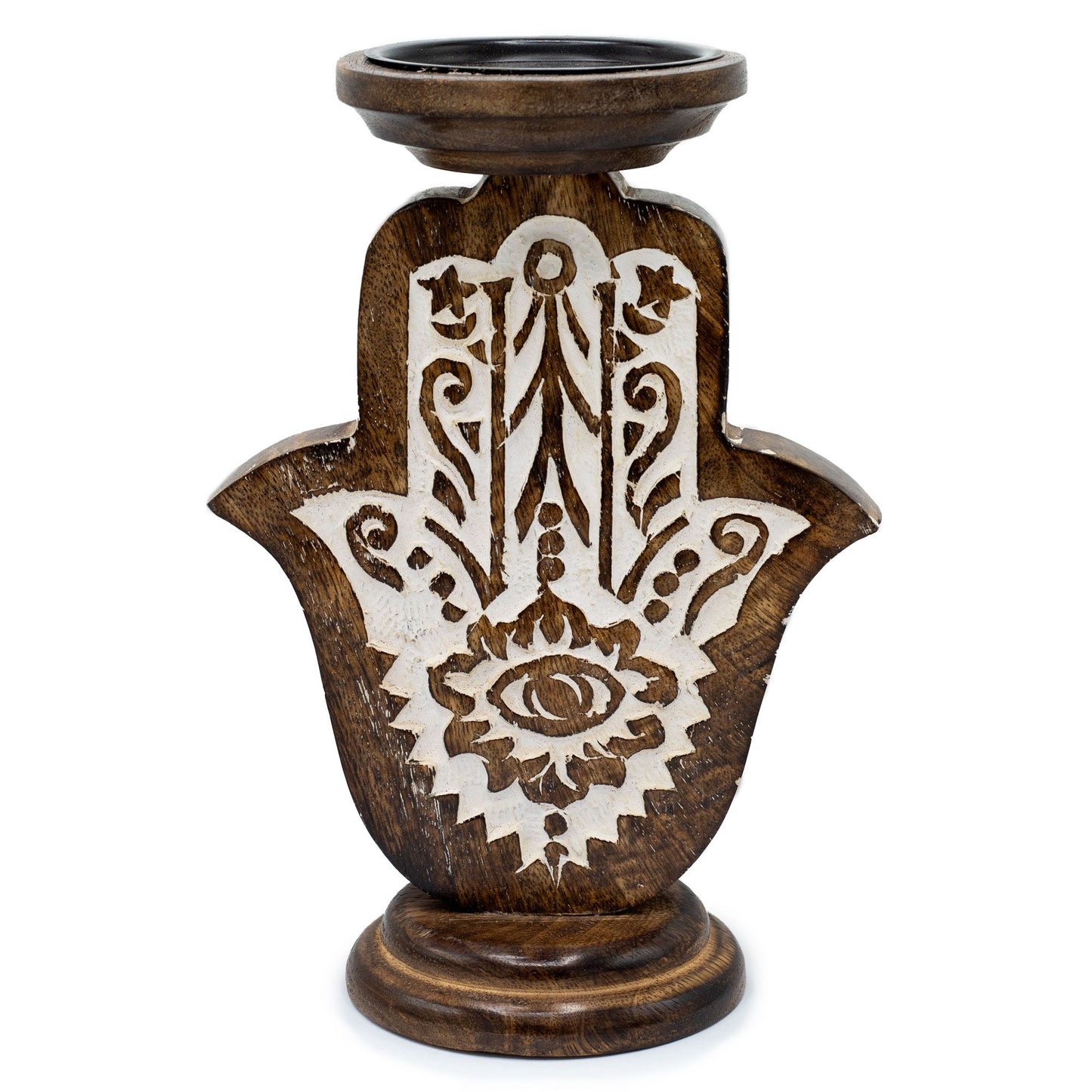 Candelabre de Fusta de Mango - Hamsa - Gran 25x18cm