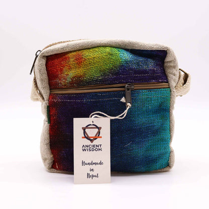 Bolso bandolera de cáñamo teñido con 1 cremallera