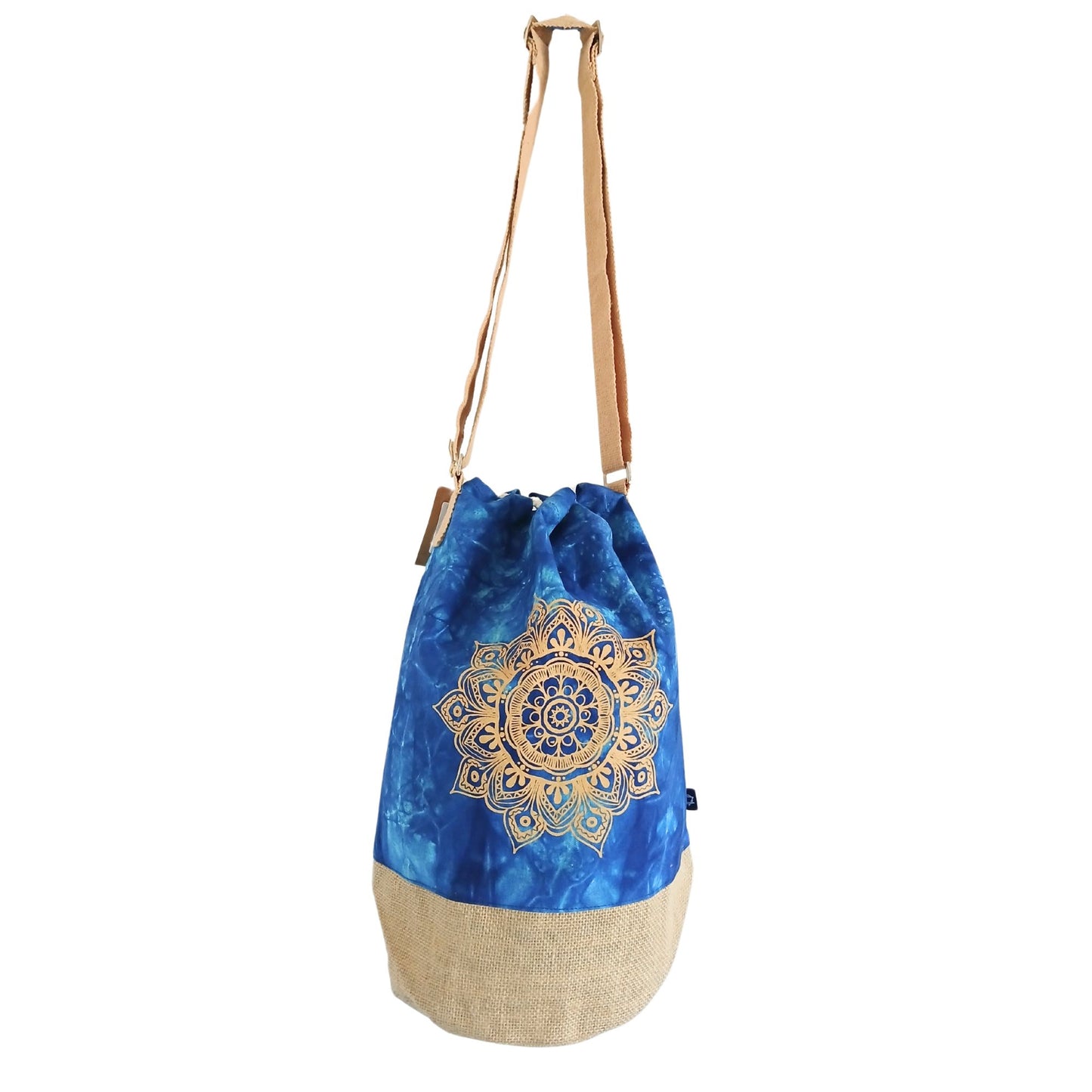 Motxilla 100% Natural - Efecte Rentat Blau - Mandala