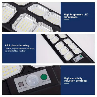 Llum LED Solar Exterior amb Comandament a Distància i Sensor de Moviment – 300W (Model Compacte)