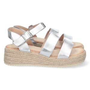 Sandalia de plataforma con yute y hebilla color plata