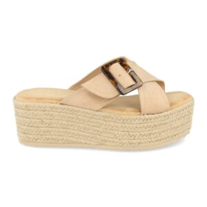 Sandalia con Plataforma de Yute color beige