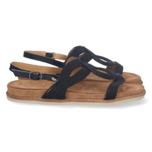 Sandalia plana comoda con hebilla color negro