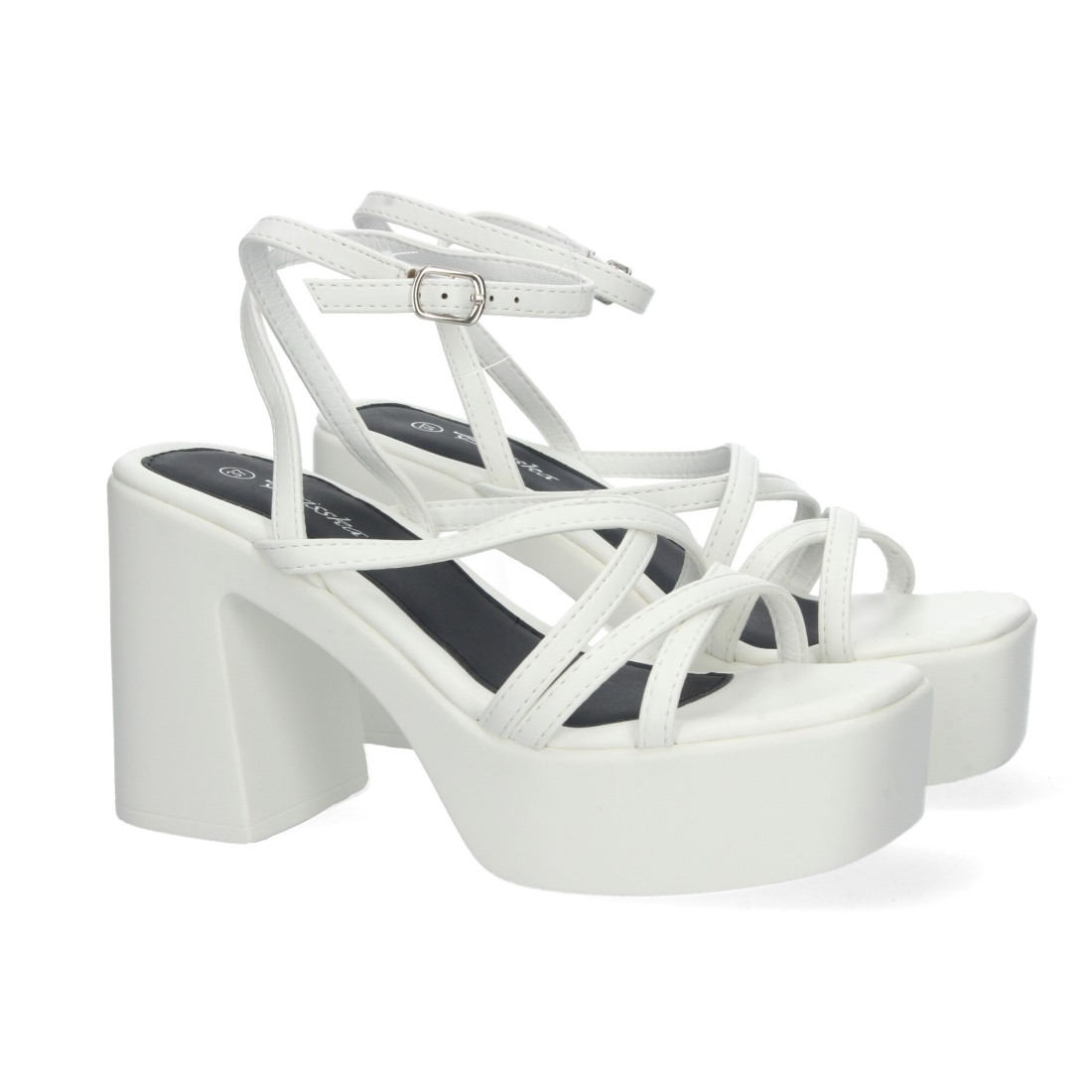 Sandalia de tacón para mujer color blanco