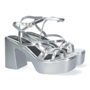 Sandalia de plataforma para mujer color plata
